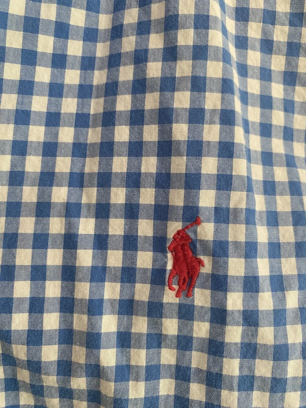Ralph Lauren Boys Blue White Gingham Button Down Shirt L 14-16
